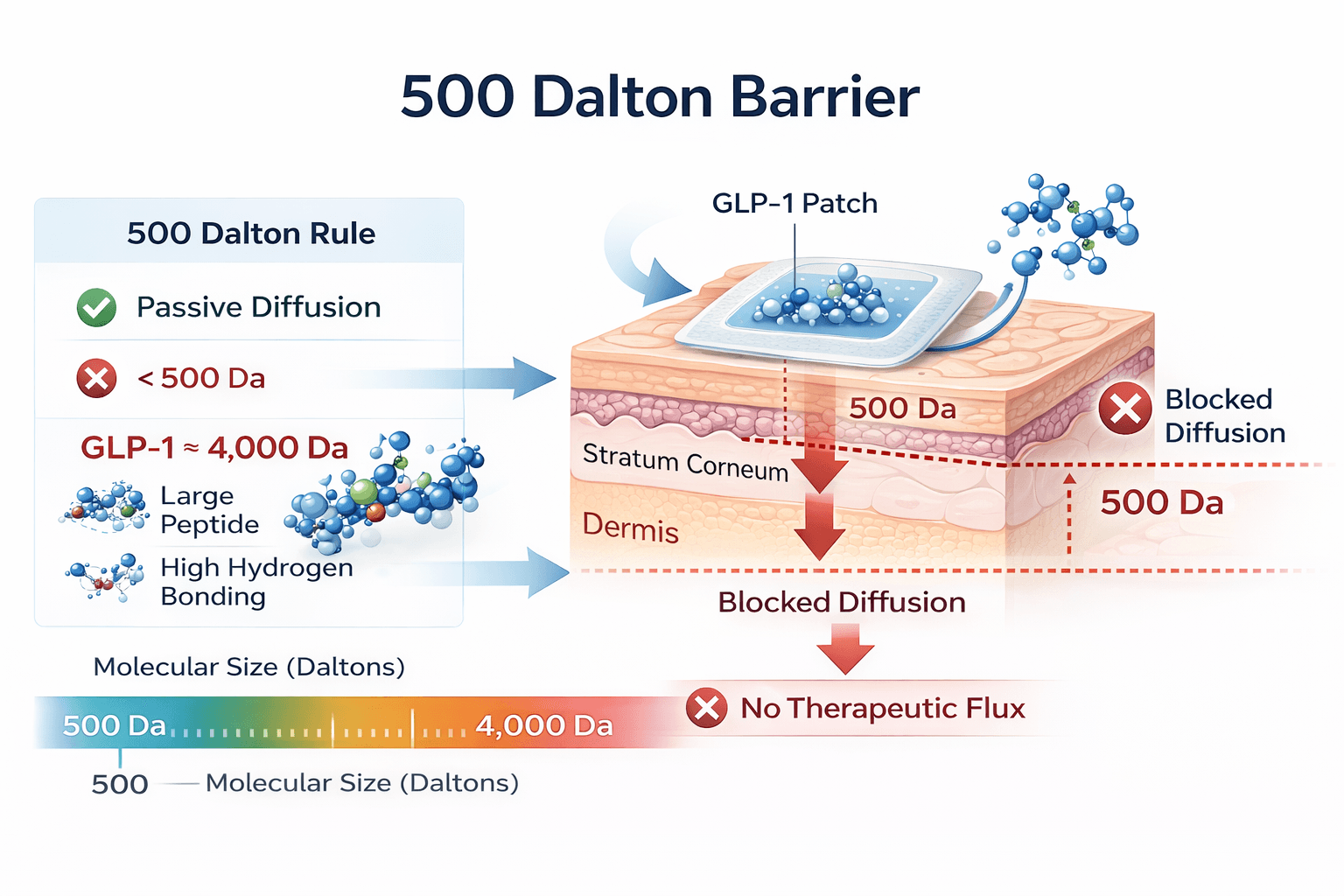 GLP-1 Patches: Why Do GLP-1 Patches Fail Under the 500 Dalton Rule?